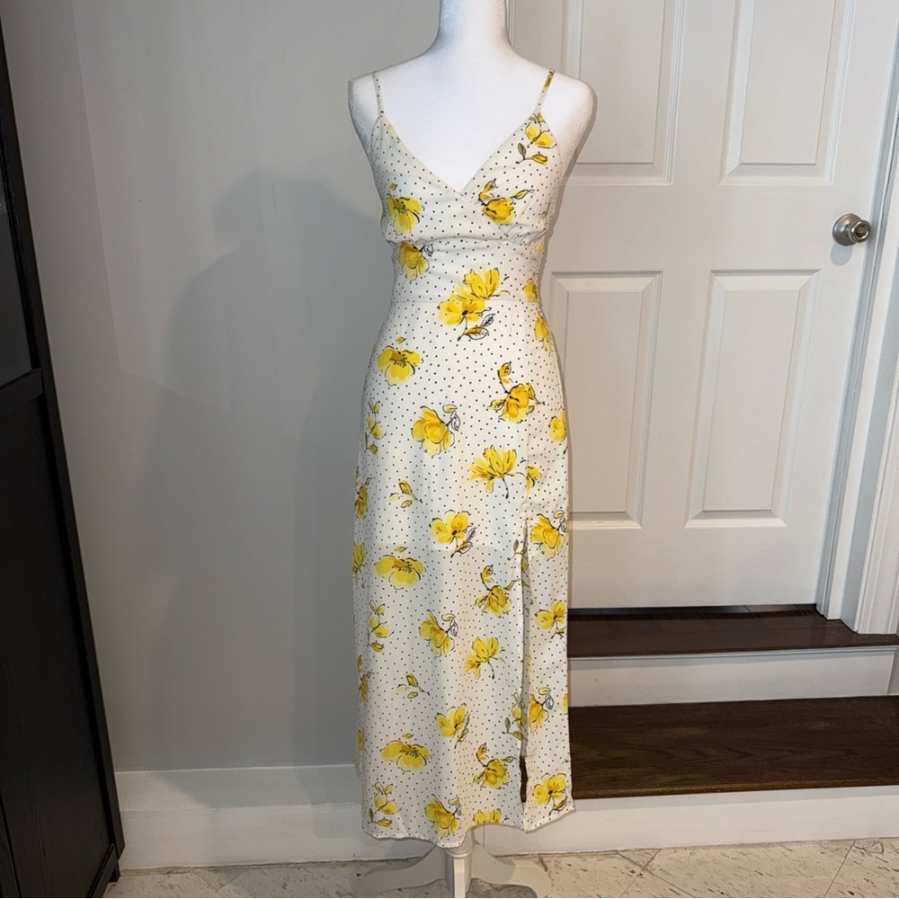 Abercrombie & Fitch Sz XS Midi Maxi ditsy floral‎ Sundress Yellow Feminine Slit